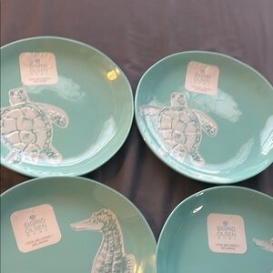 Sigrid Olsen Aqua Plates with Sea Life Motifs